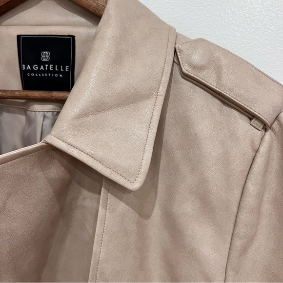 Bagatelle Collection NWT Cropped Faux-Ever Leather Jacket Beige, L - Picture 5 of 16